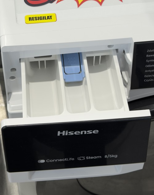 Hisense 8/5 KG WD3S8043BW3 – mașină de spălat cu uscător Clasa A/D, ConnectLife WiFi, Steam, import Polonia 🇵🇱