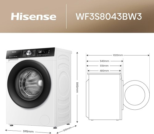 Hisense 8 kg, WF3S8045BW3, Mașină de spălat rufe Clasa A, AutoDosing, Steam Wash, import Polonia 🇵🇱