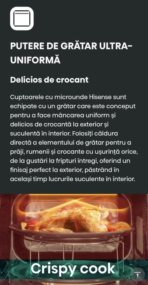 Hisense 20L, H20MOWP1HG, Cuptor cu microunde cu grill, 700W, import Germania 🇩🇪