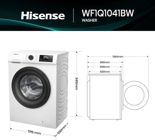Hisense 10 kg, WF1Q1041BW, Mașină de spălat Clasa A, Steam Wash, import Germania 🇩🇪