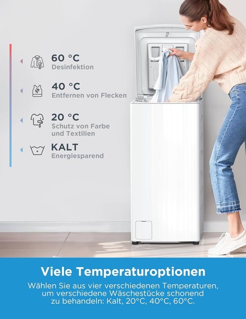 Midea 8 kg, MF10ET80B, Mașină de spălat verticală Clasa A, HealthGuard, import Germania 🇩🇪