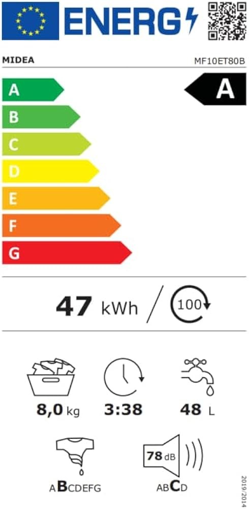 Midea 8 kg, MF10ET80B, Mașină de spălat verticală Clasa A, HealthGuard, import Germania 🇩🇪