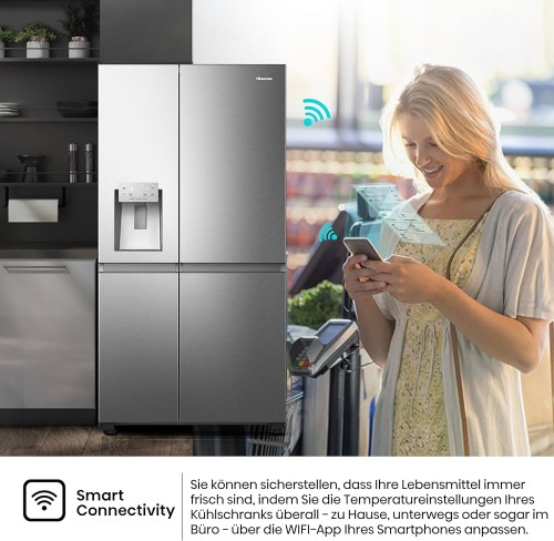 Hisense 632L, RS818N4TIC – Side by Side Premium cu consum redus, WiFi și dozator apă & gheață import Germania 🇩🇪