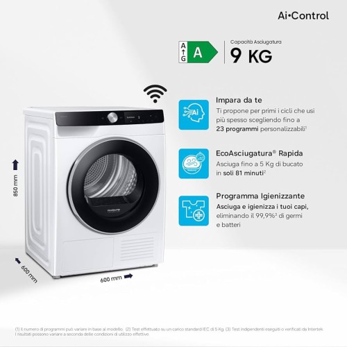 Samsung 9KG DV90DG6845LK Uscător rufe cu pompă de căldură AI Control Clasa A WiFi import Germania 🇩🇪