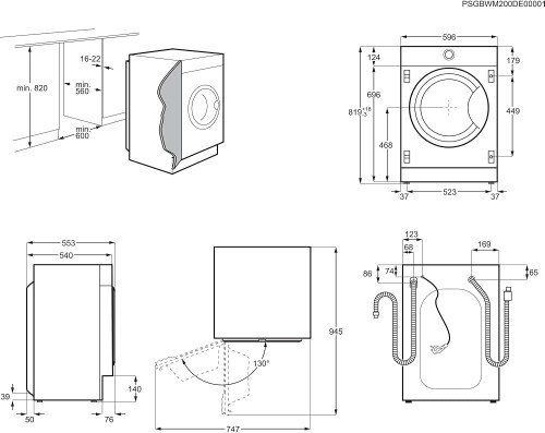 AEG 8KG LR8BI7480 Mașină de spălat rufe încorporabilă PowerClean Clasa A 1400RPM import Germania 🇩🇪