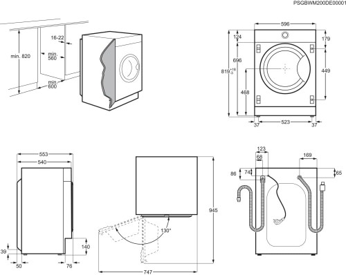 AEG 8KG LR8BI7480 Mașină de spălat rufe încorporabilă PowerClean Clasa A 1400RPM import Germania 🇩🇪