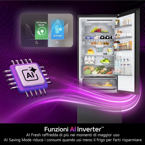 LG 375L, GBBS525CPY – Metal Fresh, AI Inverter, consum redus și spațiu XXL, import Germania 🇩🇪