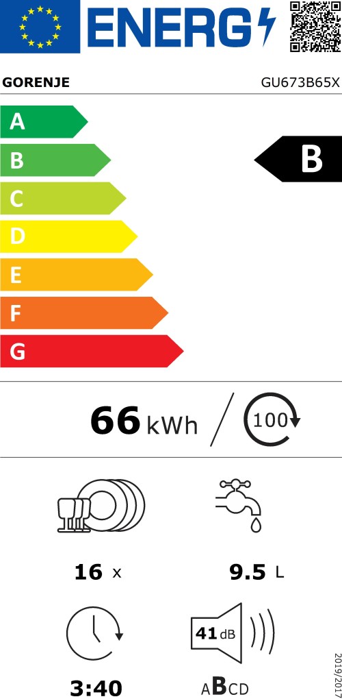 Gorenje 16 seturi, GU673B65X, Mașină de spălat vase Clasa B, TotalDry, WiFi, import Germania 🇩🇪