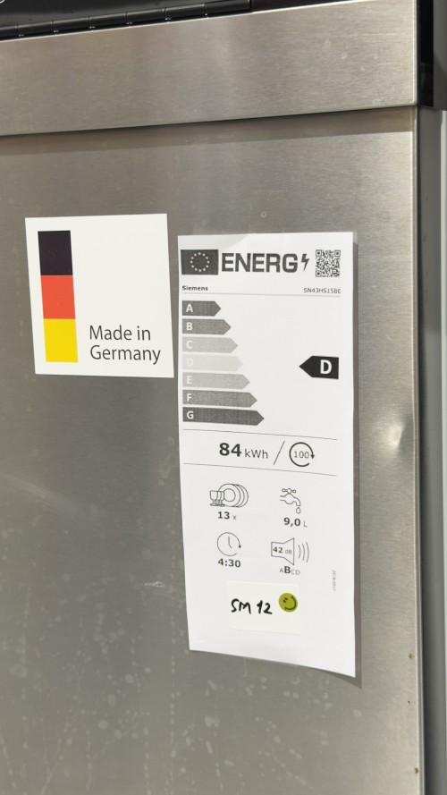Siemens 13 seturi, SN43HS15BE, Mașină de spălat vase Clasa D, varioDrawer, Home Connect, import Germania 🇩🇪