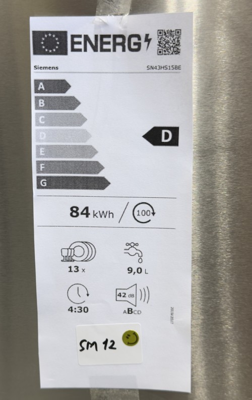 Siemens 13 seturi, SN43HS15BE, Mașină de spălat vase incorporabila  Clasa D, varioDrawer, Home Connect, import Germania 🇩🇪
