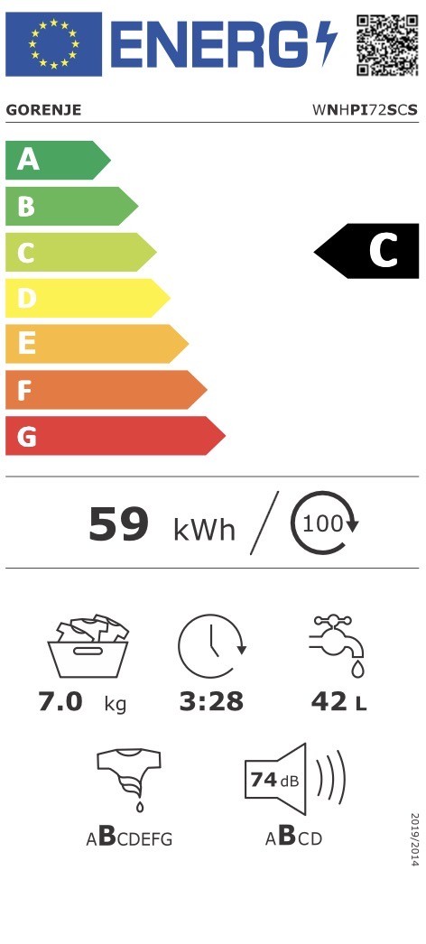 Gorenje 7 kg, WNHPI72SCS, Mașină de spălat rufe Clasa C, Inverter PowerDrive, import Germania 🇩🇪