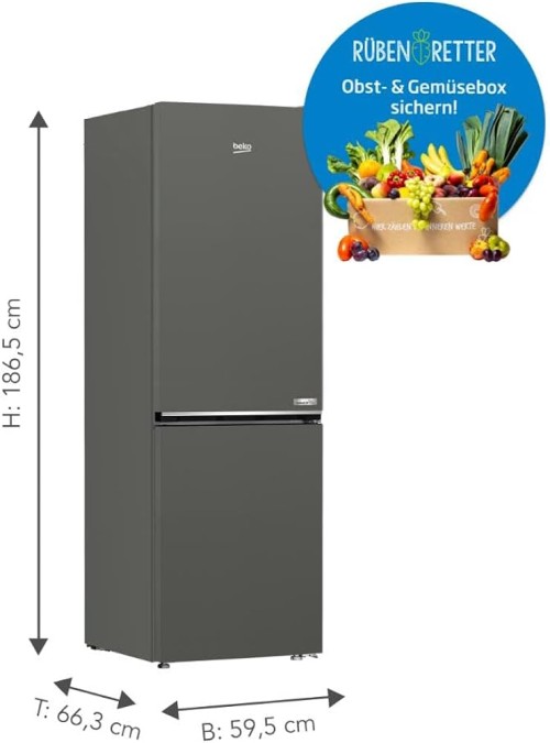 Beko 316 L, B5RCNA366HG, Combină frigorifică AeroFlow & HarvestFresh, import Germania 🇩🇪