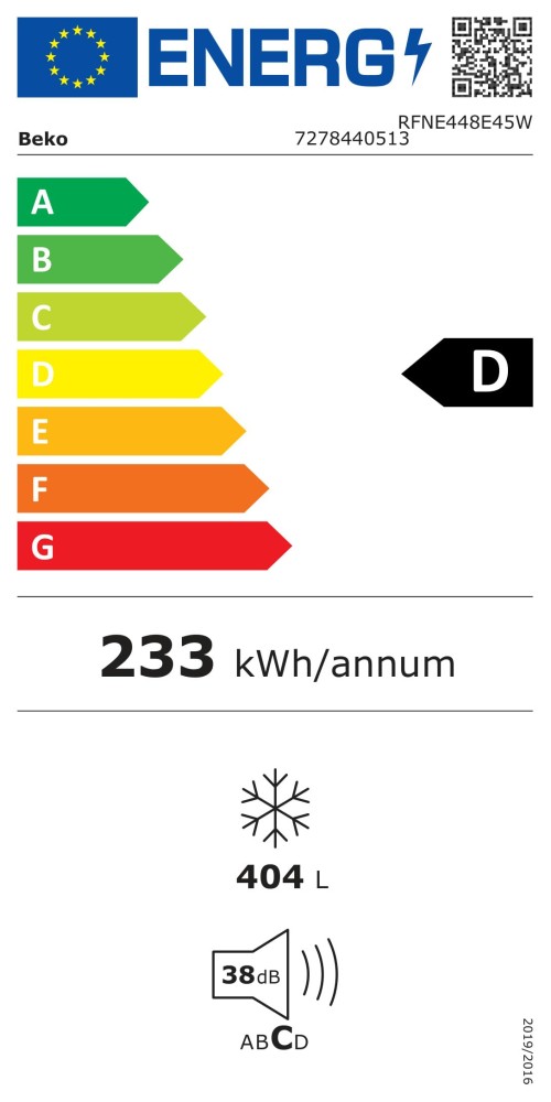Beko 404 L, RFNE448E45W, Congelator vertical No Frost, import Germania 🇩🇪