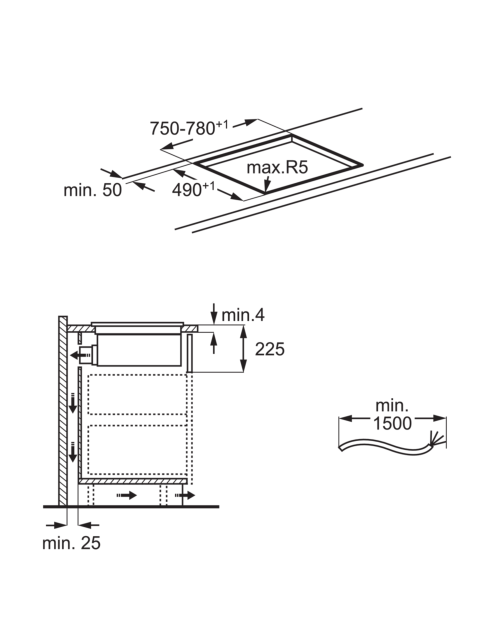 AEG 80cm, NCH84B03CB (949 598 327) – Plită cu inducție și hotă integrată 83 cm, Clasa A+, 650 m³/h, import Germania 🇩🇪