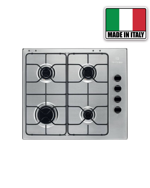 Electrolux 60cm, EGS64041X – Plită pe gaz 4 arzătoare, 8 kW, inox, import Suedia 🇸🇪
