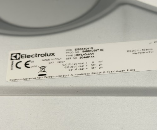 Electrolux 60cm, EGS64041X – Plită pe gaz 4 arzătoare, 8 kW, inox, import Suedia 🇸🇪