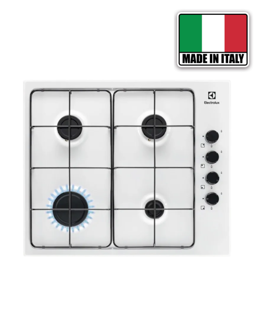Electrolux 60 cm, KGS6404W – Plită pe gaz ,4 arzătoare, Multi Crown, albă, import Suedia 🇸🇪