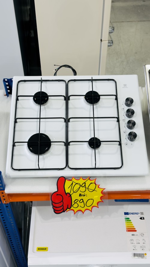 Electrolux 60 cm, KGS6404W – Plită pe gaz ,4 arzătoare, Multi Crown, albă, import Suedia 🇸🇪