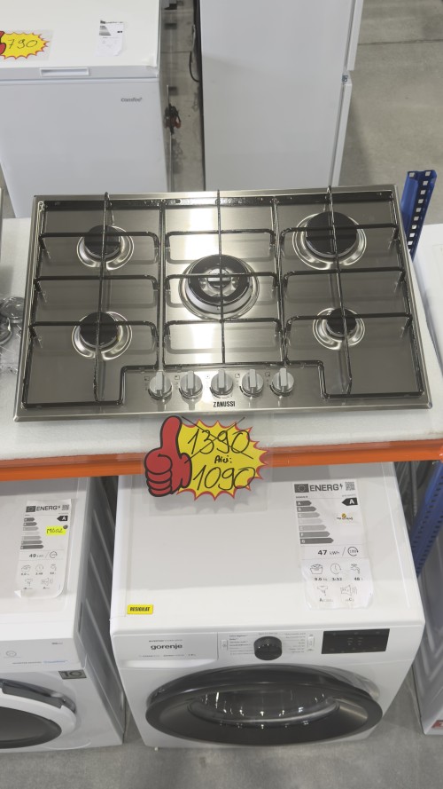 Zanussi 75 cm, ZGH75524XS – Plită pe gaz , 5 arzătoare, Multi Crown Wok, inox, import Suedia 🇸🇪