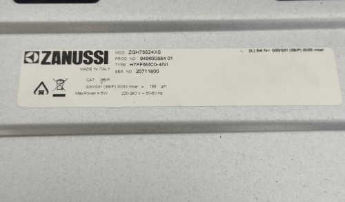 Zanussi 75 cm, ZGH75524XS – Plită pe gaz , 5 arzătoare, Multi Crown Wok, inox, import Suedia 🇸🇪