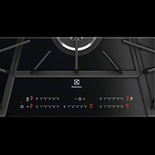 Electrolux 75 cm, KGV7539IK – Plită pe gaz, 5 arzătoare, Wok Multi Crown, Touch Control, sticlă neagră, import Suedia 🇸🇪