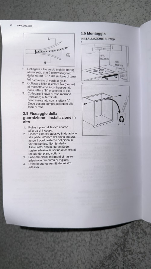 AEG 60 cm, CN071436DH – Plită mixtă 2 zone inducție + 2 arzătoare gaz Vertical Flame, StepPower, Bridge, import Franța 🇫🇷