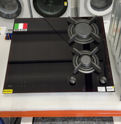 AEG 60 cm, CN071436DH – Plită mixtă 2 zone inducție + 2 arzătoare gaz Vertical Flame, StepPower, Bridge, import Franța 🇫🇷