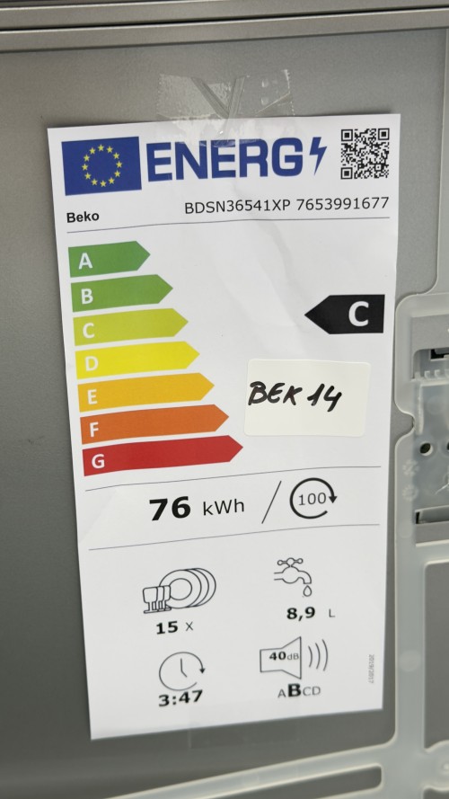 Beko 15 Seturi, BDSN36541XP 7653991677 – Mașină de spălat vase încorporabilă Clasa C, 60 cm, PowerIntense, import Germania 🇩🇪
