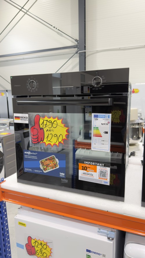 Beko 72 L, BBIS17300BCS – Cuptor electric încorporabil Clasa A, SteamAdd, AeroPerfect, 12 funcții, șină telescopică, import Germania 🇩🇪