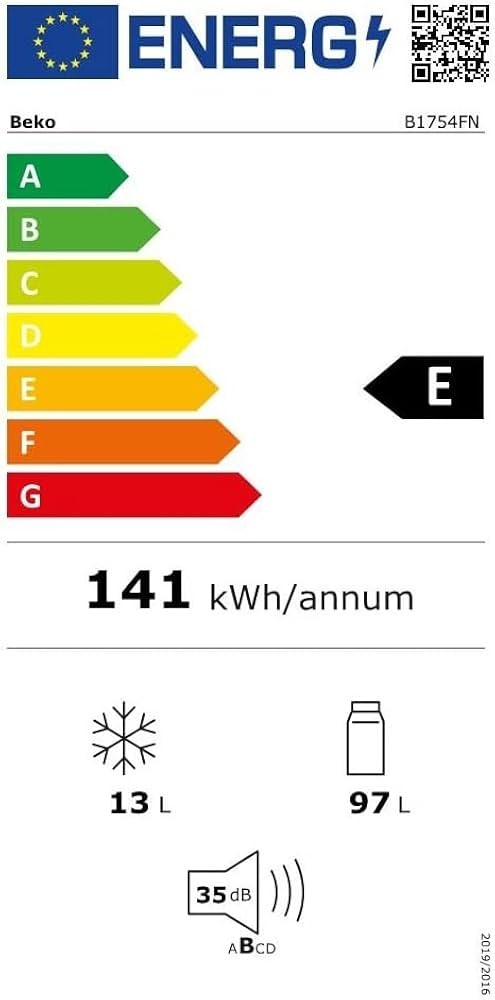 Beko 110 L, B1754FN – Frigider încorporabil cu congelator 4★, Clasa E, MinFrost, import Germania 🇩🇪