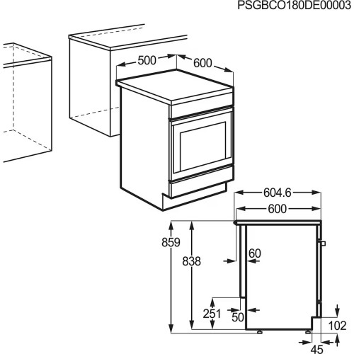 AEG 57L, CCB54490BM (943 005 681) – Aragaz electric cu plită vitroceramică Clasa A, Heißluft, MultiLevel Cooking, import Germania 🇩🇪