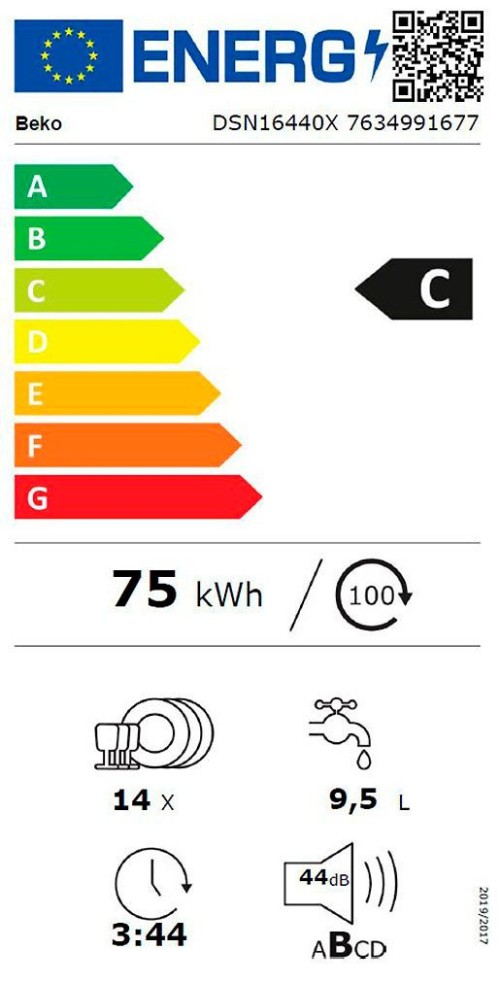 Beko DSN16440X 14 Seturi, 7634991677 – Mașină de spălat vase încorporabilă Clasa C, ProSmart Inverter, import Germania 🇩🇪