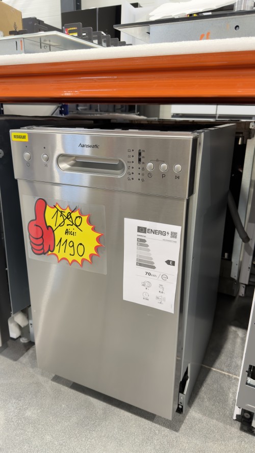 Hanseatic 9 Seturi, HGU4582E97736BI Clasa E – Mașină de spălat vase semi-încorporabilă, inox, import Germania 🇩🇪