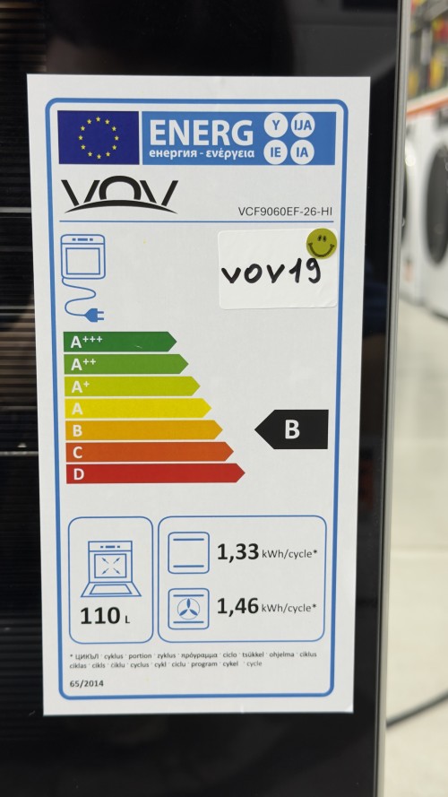 VOV 110L, VCF9060EF-26-HI – Aragaz 90 cm, 5 arzătoare gaz + cuptor electric ventilat dublu, rotisor, Clasa B, inox, import Slovacia 🇸🇰