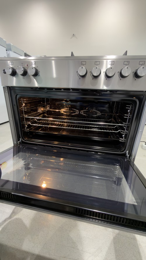 VOV 110L, VCF9060EF-26-HI – Aragaz 90 cm, 5 arzătoare gaz + cuptor electric ventilat dublu, rotisor, Clasa B, inox, import Slovacia 🇸🇰