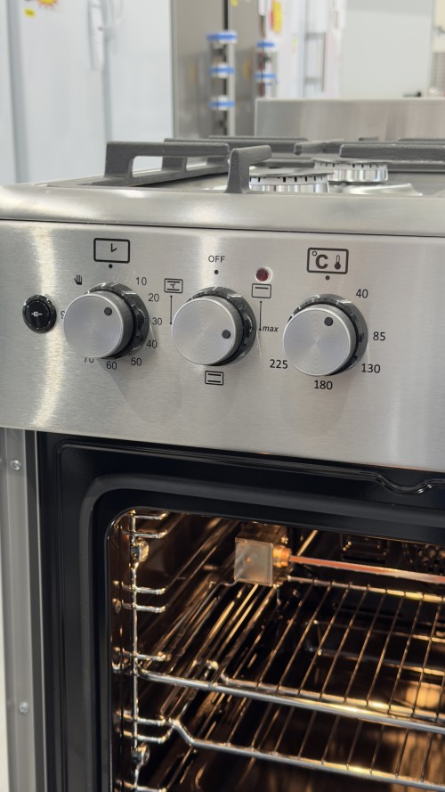 VOV 110L, VCF9060EF-26-HI – Aragaz 90 cm, 5 arzătoare gaz + cuptor electric ventilat dublu, rotisor, Clasa B, inox, import Slovacia 🇸🇰