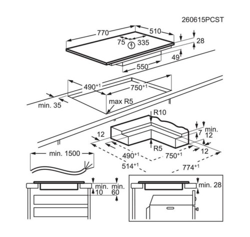 AEG 80 cm, NIG84B30IB – Plită cu inducție SenseBoil®, SenseFry®, Bridge, Hob²Hood®, import Franța 🇫🇷