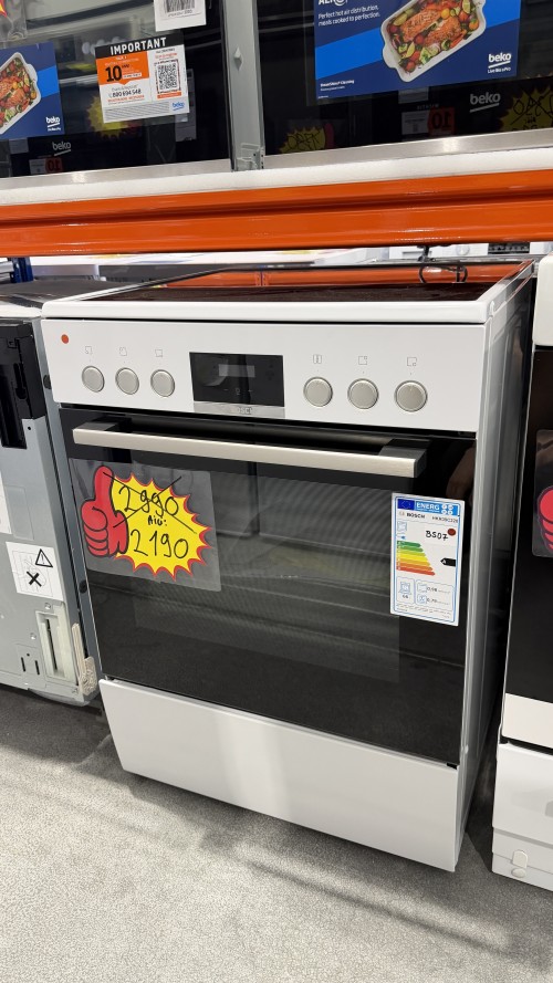 Bosch 66L, HKR39C220 – Aragaz electric cu plită vitroceramică Clasa A, 3D HotAir, EcoClean, import Germania 🇩🇪