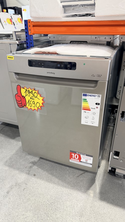 Privileg 14 seturi, P0U ECO D541 S – Mașină de spălat vase incorporabila sub blat Clasa C, inox, Auto Door, Push&Go, import Germania 🇩🇪