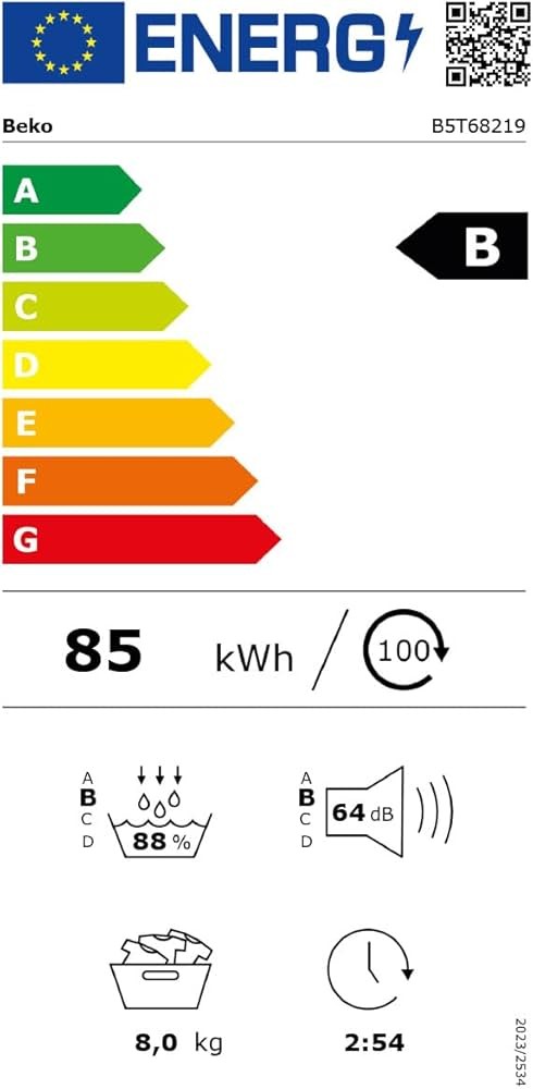 Beko 8 KG, B5T68219 – Uscător de rufe cu pompă de căldură Clasa B, SteamCure, ProSmart Inverter, import Germania 🇩🇪
