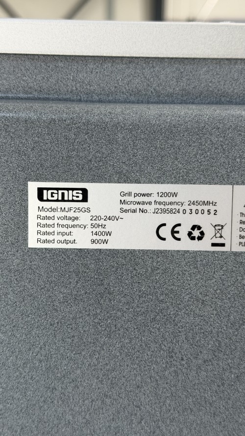 Ignis 25 L, MJF25GS – Cuptor cu microunde de 900W cu Grill de 1200 W, argintiu, import Suedia 🇸🇪