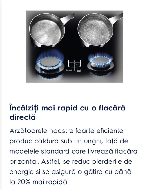 Electrolux 60 cm, GPE363RBK (949 640 394) – Plită încorporabilă pe gaz 4 arzătoare, arzător Wok 4 kW, grătare din fontă