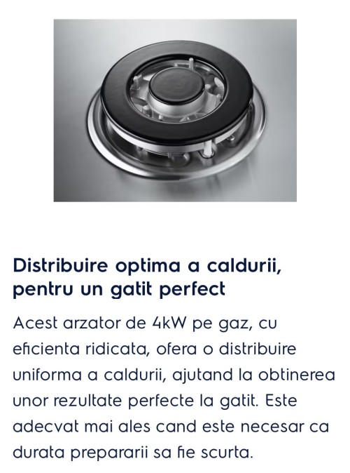 Electrolux 60 cm, GPE363RBK (949 640 394) – Plită încorporabilă pe gaz 4 arzătoare, arzător Wok 4 kW, grătare din fontă