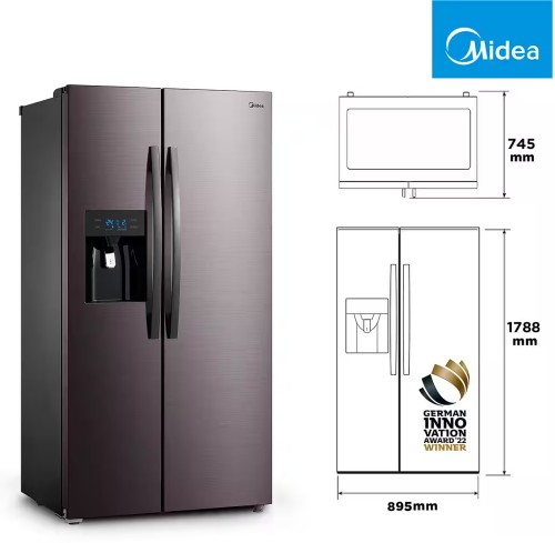 Midea 520L, KS-DDX 6.32 WT – Side by Side Clasa D, No Frost, dozator apă și gheață fără racord la rețea , import Germania 🇩🇪