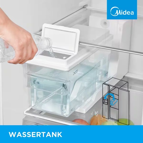 Midea 520L, KS-DDX 6.32 WT – Side by Side Clasa D, No Frost, dozator apă și gheață fără racord la rețea , import Germania 🇩🇪