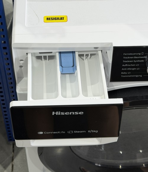 Hisense 8/5 kg, WD3S8043BW3 – Mașină de spălat rufe cu uscător Clasa A/D, Steam, Wi-Fi ConnectLife, import Germania 🇩🇪