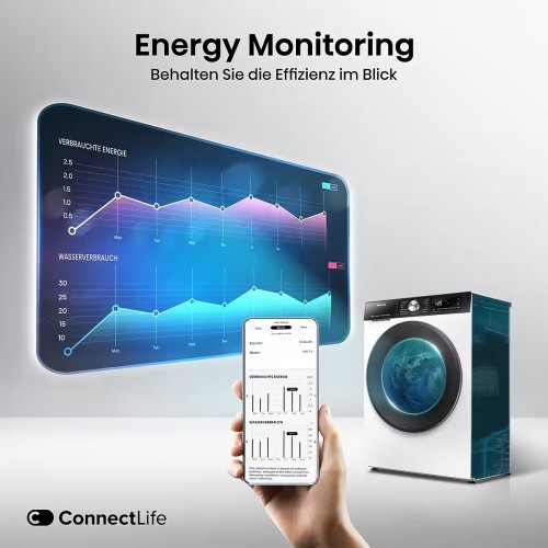 Hisense 8/5 kg, WD3S8043BW3 – Mașină de spălat rufe cu uscător Clasa A/D, Steam, Wi-Fi ConnectLife, import Germania 🇩🇪