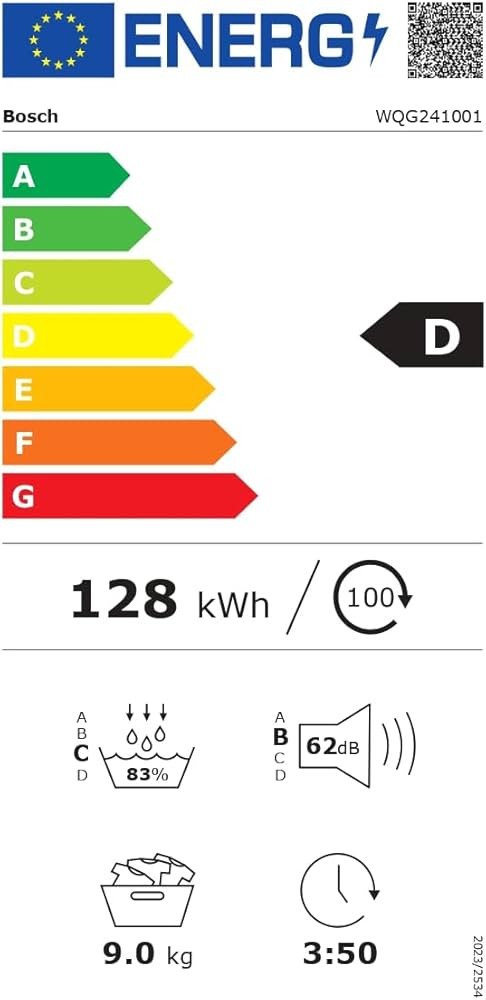 Bosch 9 kg, WQG241001 – serie 6 Uscător cu pompă de căldură, Clasa D, import Germania 🇩🇪