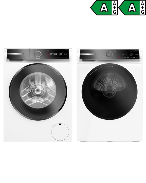 Set Bosch WGB244040 + WRB247C40 – Set Mașină de spălat 9 kg + Uscător cu pompă de căldură 9 kg, Clasa A + A, Import Germania 🇩🇪