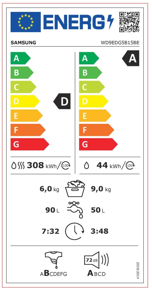 Samsung 9 kg / 6 kg WD9EDG5B15BE – Mașină de spălat cu uscător, Clasa A/D, import Germania 🇩🇪